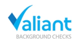 Valiant Background Checks logo with blue checkmark and company name
