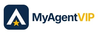 MyAgent VIP logo featuring a white triangle with gold star on dark blue square and text