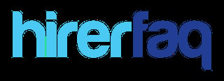 Hirerfaq logo in blue gradient text on black background